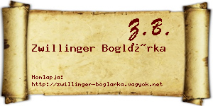 Zwillinger Boglárka névjegykártya